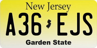 NJ license plate A36EJS