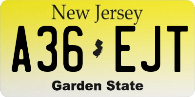 NJ license plate A36EJT