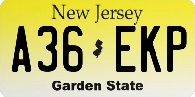 NJ license plate A36EKP