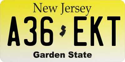 NJ license plate A36EKT