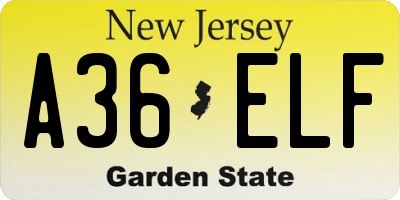 NJ license plate A36ELF