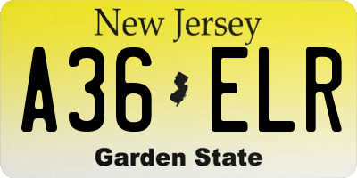 NJ license plate A36ELR