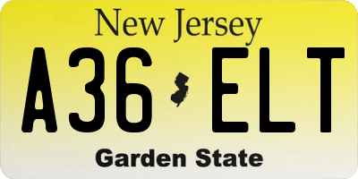 NJ license plate A36ELT