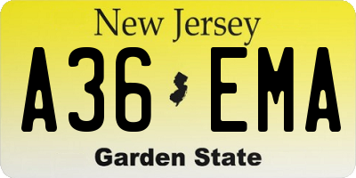 NJ license plate A36EMA