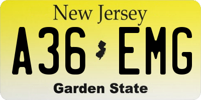 NJ license plate A36EMG