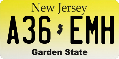 NJ license plate A36EMH