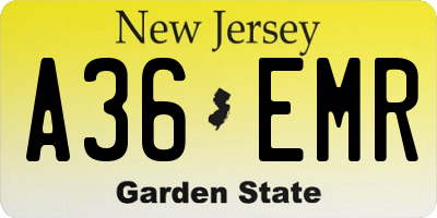 NJ license plate A36EMR