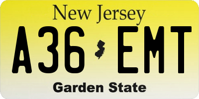 NJ license plate A36EMT