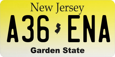 NJ license plate A36ENA