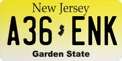 NJ license plate A36ENK