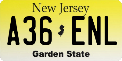 NJ license plate A36ENL