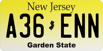 NJ license plate A36ENN