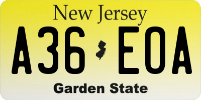 NJ license plate A36EOA