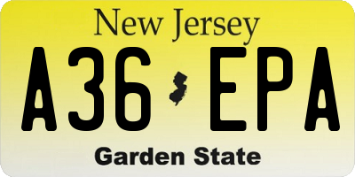 NJ license plate A36EPA