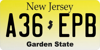 NJ license plate A36EPB