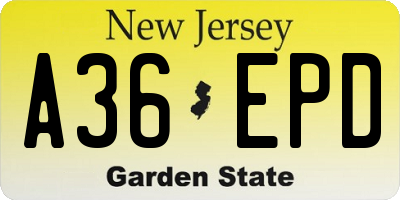 NJ license plate A36EPD