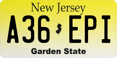 NJ license plate A36EPI