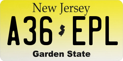 NJ license plate A36EPL
