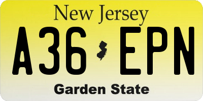 NJ license plate A36EPN