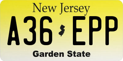 NJ license plate A36EPP