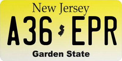 NJ license plate A36EPR