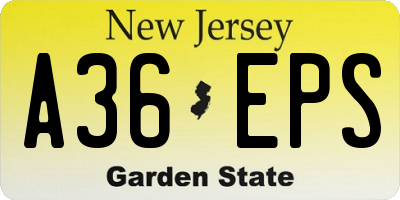NJ license plate A36EPS