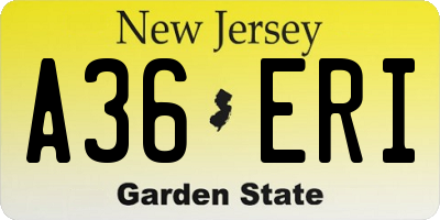 NJ license plate A36ERI