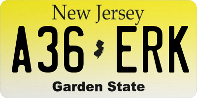 NJ license plate A36ERK