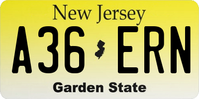 NJ license plate A36ERN