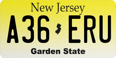 NJ license plate A36ERU