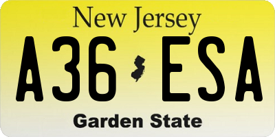 NJ license plate A36ESA