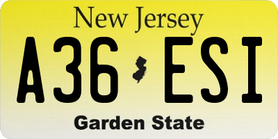 NJ license plate A36ESI