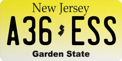 NJ license plate A36ESS