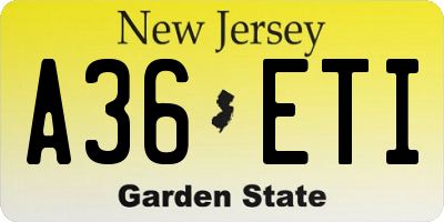 NJ license plate A36ETI