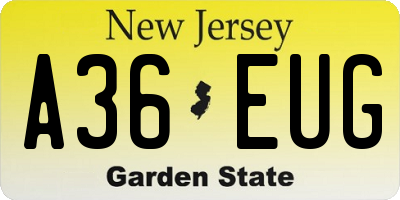 NJ license plate A36EUG