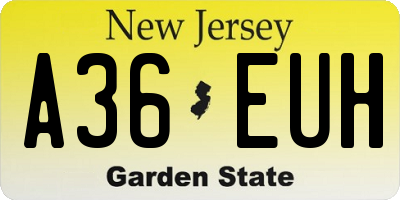NJ license plate A36EUH