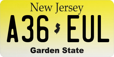 NJ license plate A36EUL
