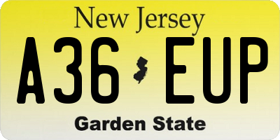 NJ license plate A36EUP
