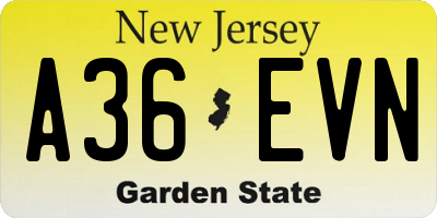 NJ license plate A36EVN