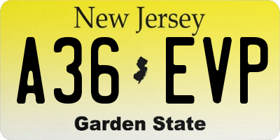 NJ license plate A36EVP
