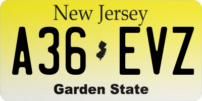 NJ license plate A36EVZ