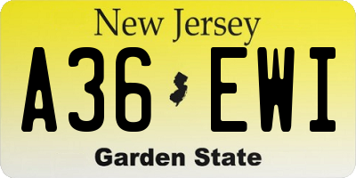 NJ license plate A36EWI