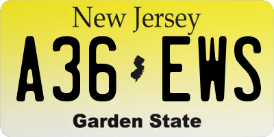 NJ license plate A36EWS