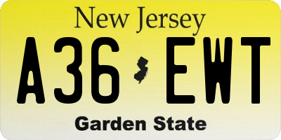 NJ license plate A36EWT