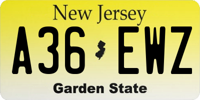 NJ license plate A36EWZ