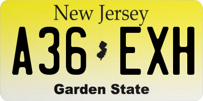 NJ license plate A36EXH