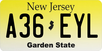 NJ license plate A36EYL