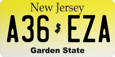 NJ license plate A36EZA