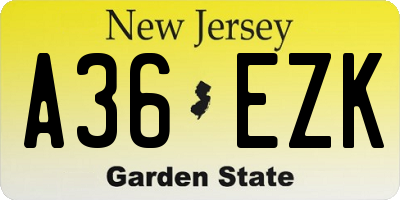 NJ license plate A36EZK
