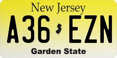 NJ license plate A36EZN